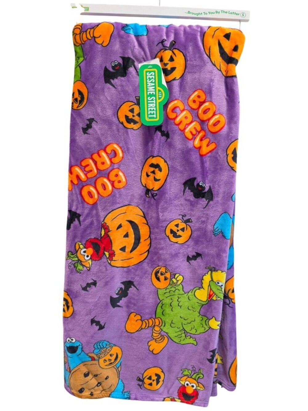 Sesame Street Big Bird, Cookie Monster, Elmo Halloween Purple Plush Throw Blanke
